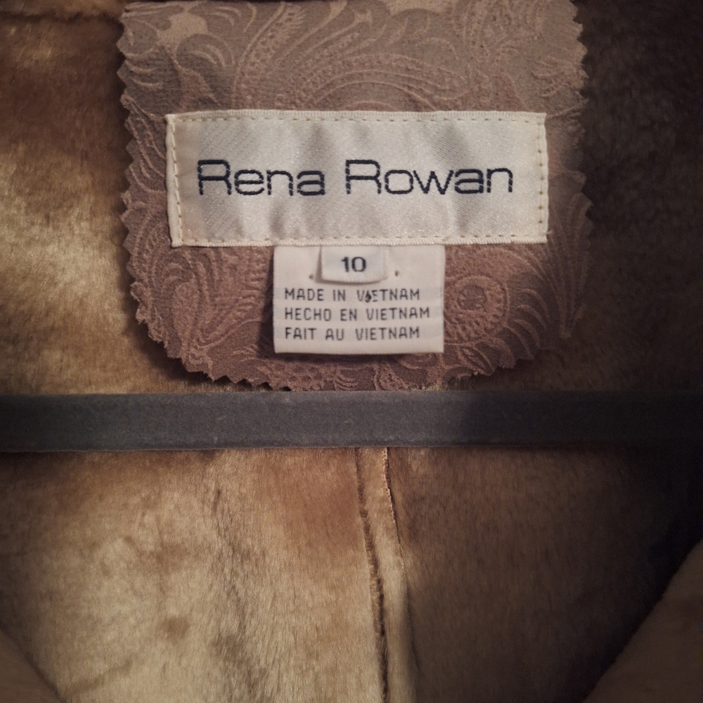 Rena Rowan Women's Vintage Tan Paisley Teddy Jacket Heavyweight Size 10 - Picture 2 of 6